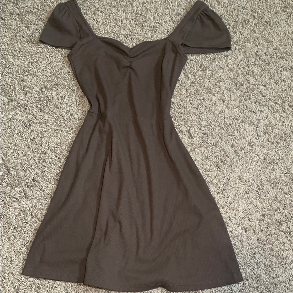 Wild Fable Brown Pleated Puff Sleeve Sundress